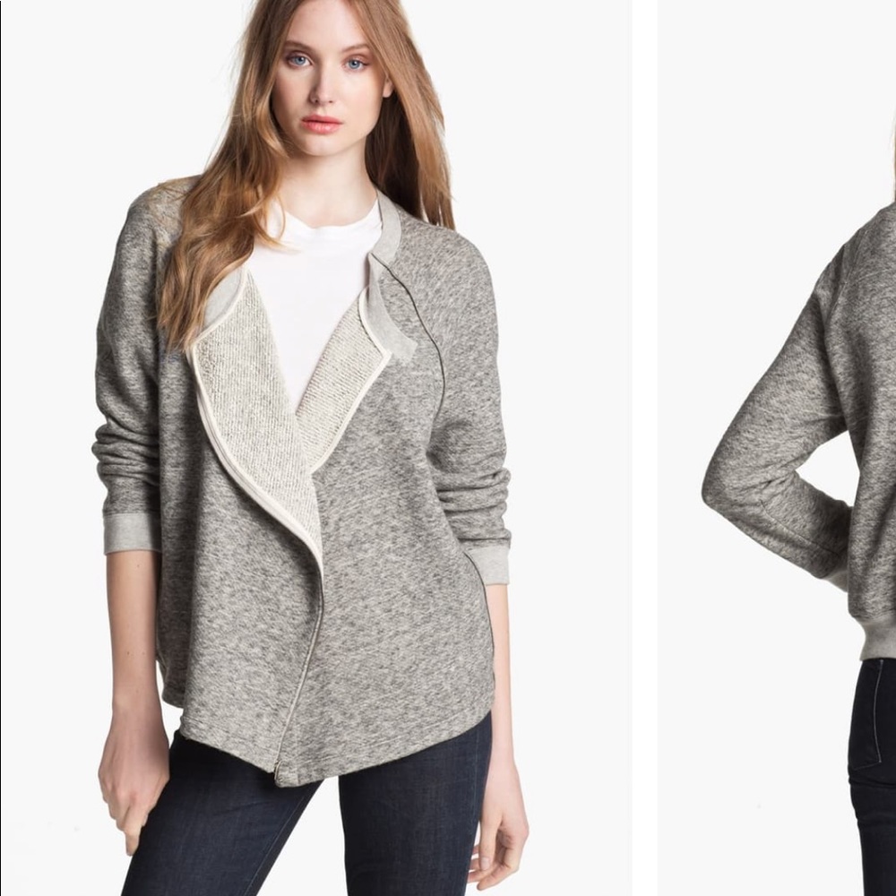 THEORY Sonan Side Zip Heather Gray Sweater small